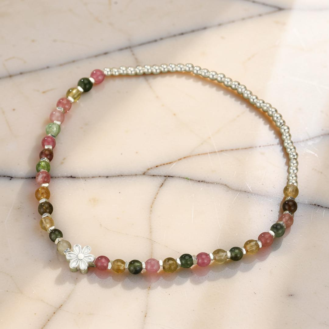 Bracelet Tourmaline – Cerise de Printemps, Argent 925