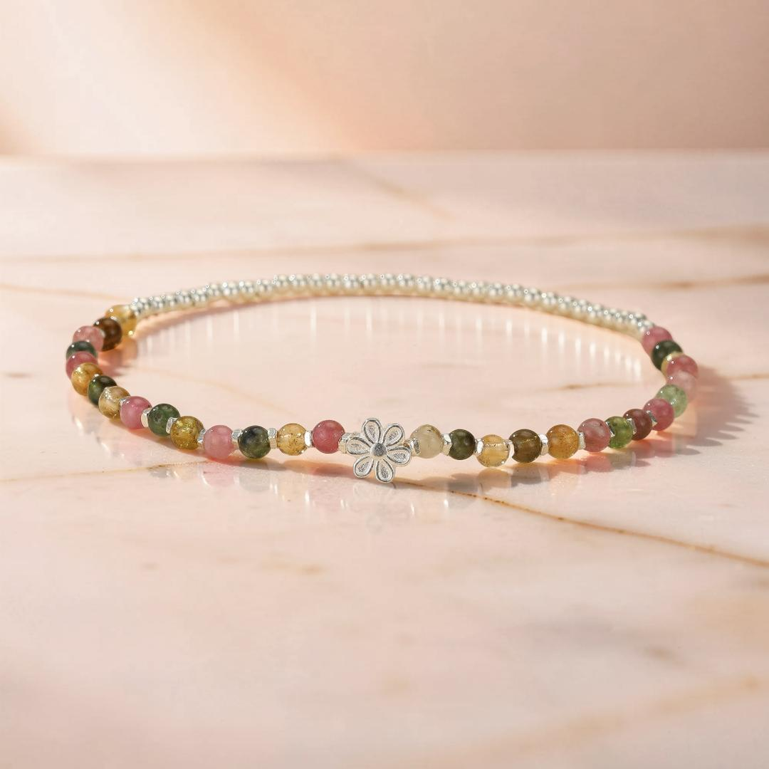 Bracelet Tourmaline – Cerise de Printemps, Argent 925