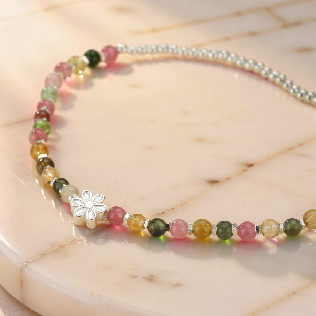 Bracelet Tourmaline – Cerise de Printemps, Argent 925