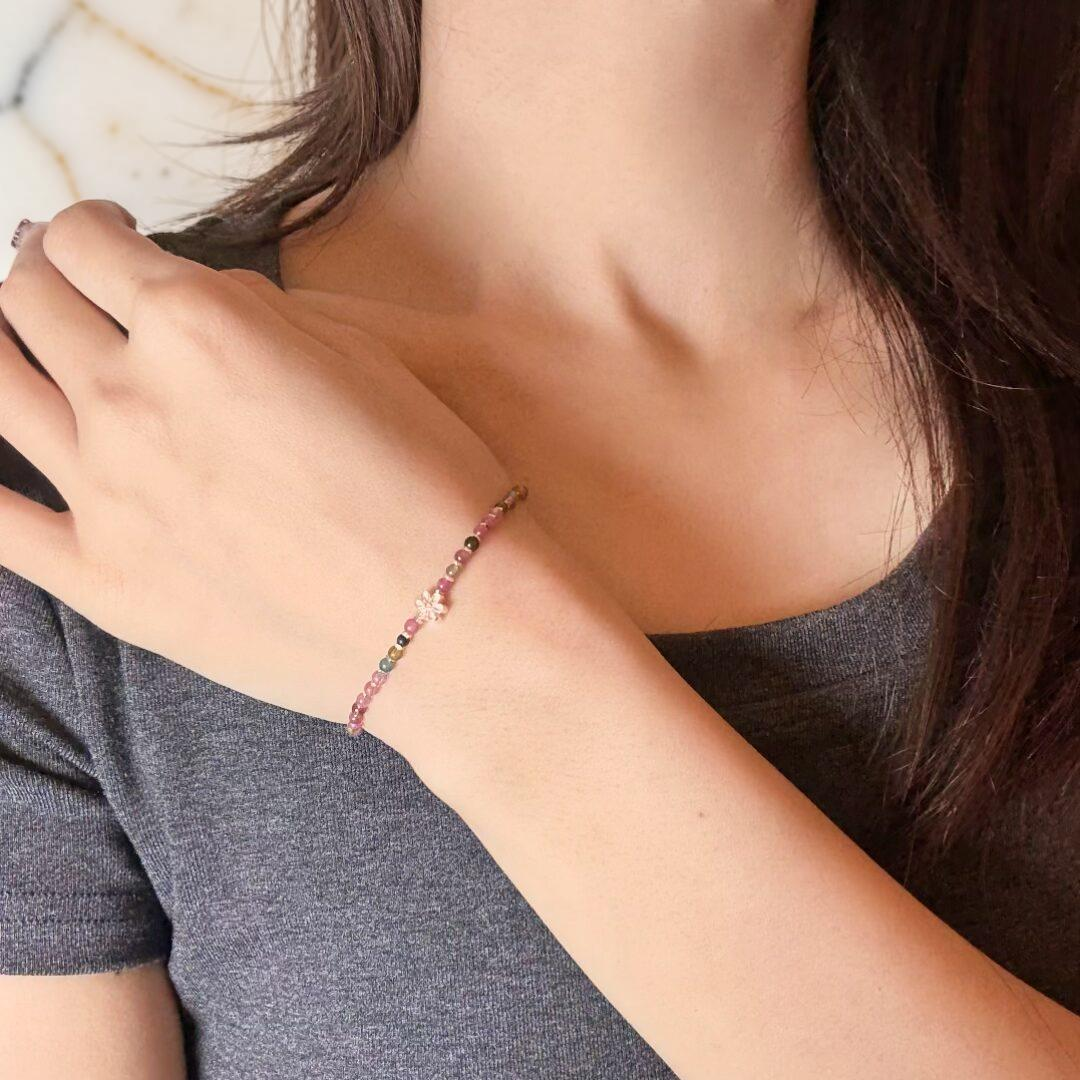 Bracelet Tourmaline – Cerise de Printemps, Argent 925