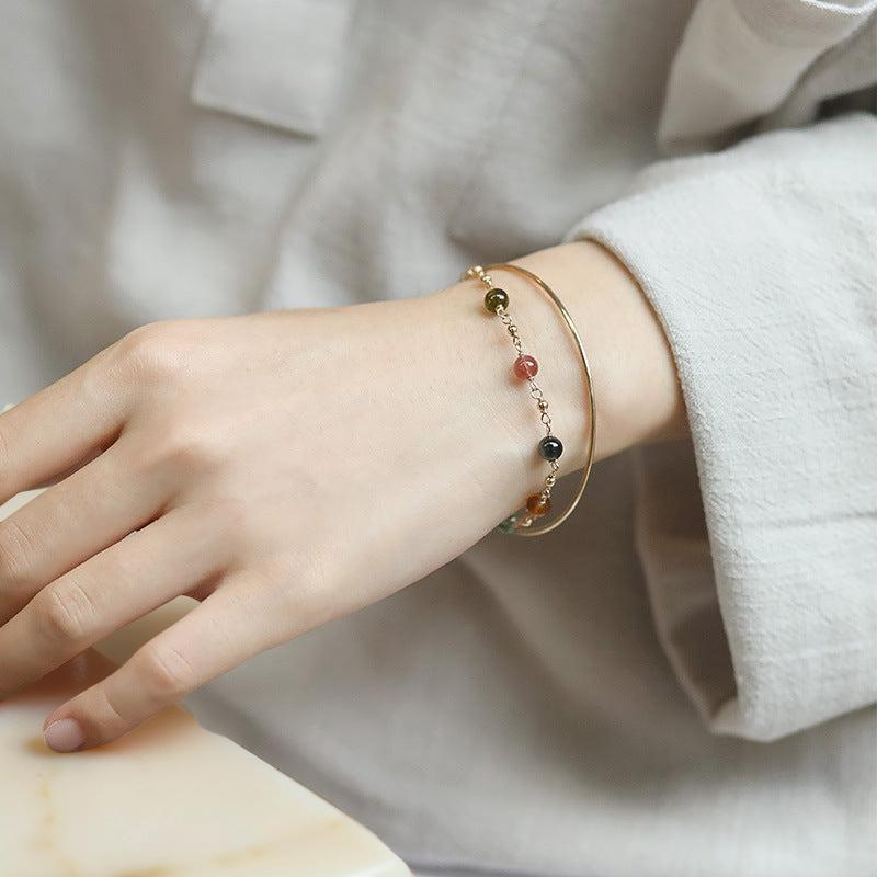 Bracelet Tourmaline – Harmonie Cosmique, Plaqué Or 14k