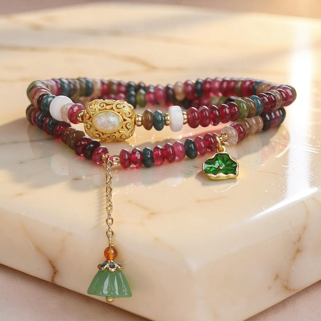 Bracelet Tourmaline Lotus – Éveil Spirituel