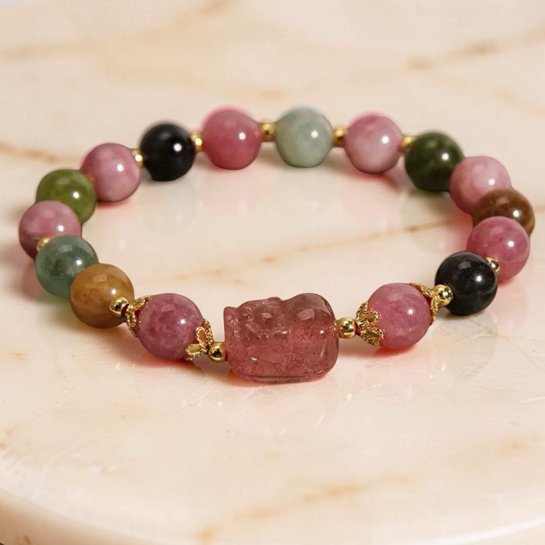 Bracelet Tourmaline Pixiu – Gardien de Fortune