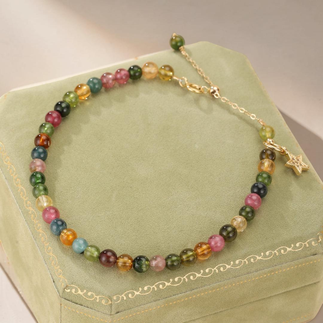 Bracelet Tourmaline – Rêve d'Aurore, Plaqué Or 14k