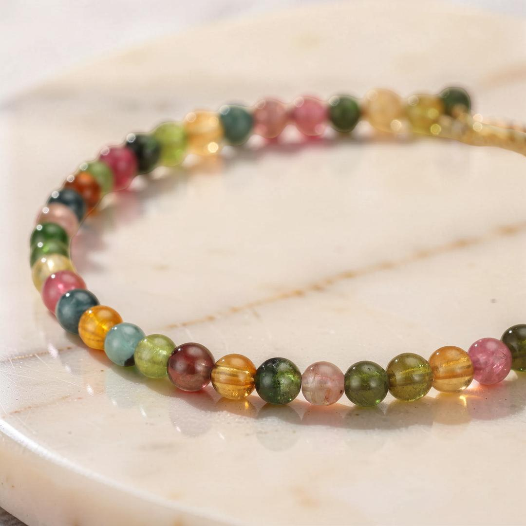 Bracelet Tourmaline – Rêve d'Aurore, Plaqué Or 14k