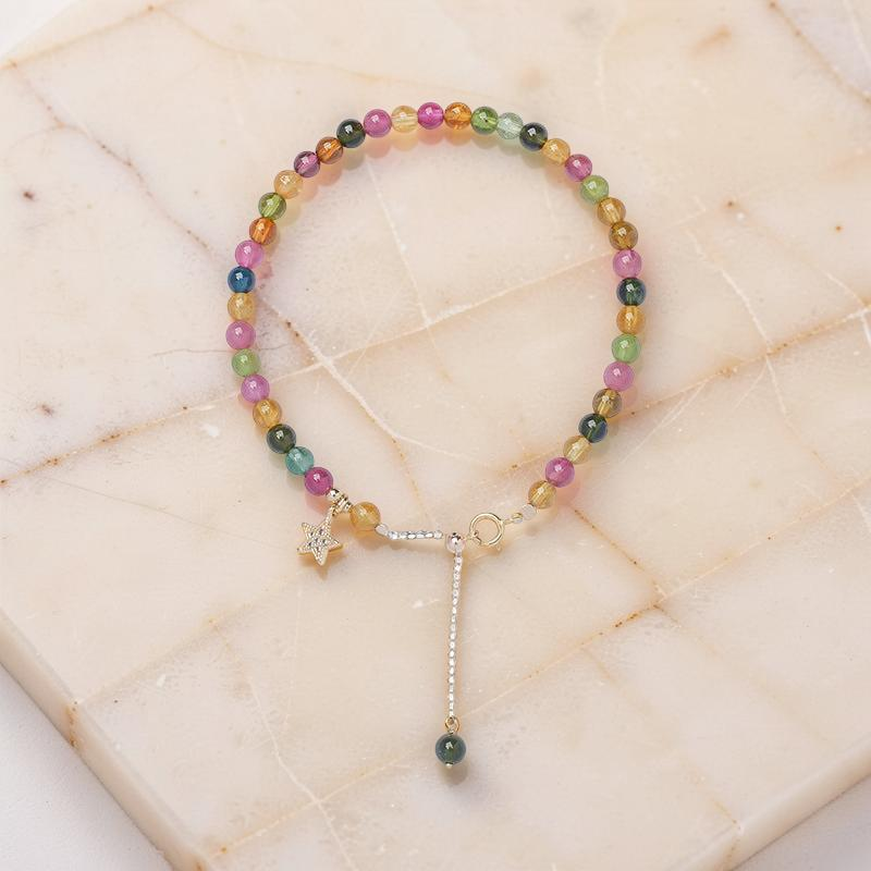 Bracelet Tourmaline – Rêve d'Aurore, Plaqué Or 14k