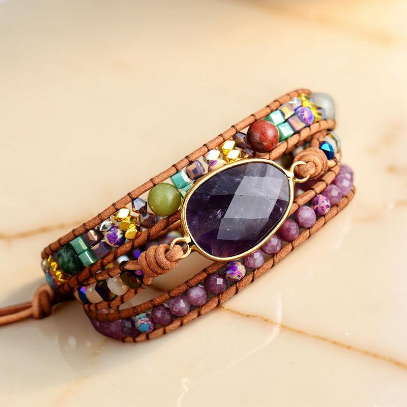 Bracelet Wrap Améthyste – Paix Intérieure