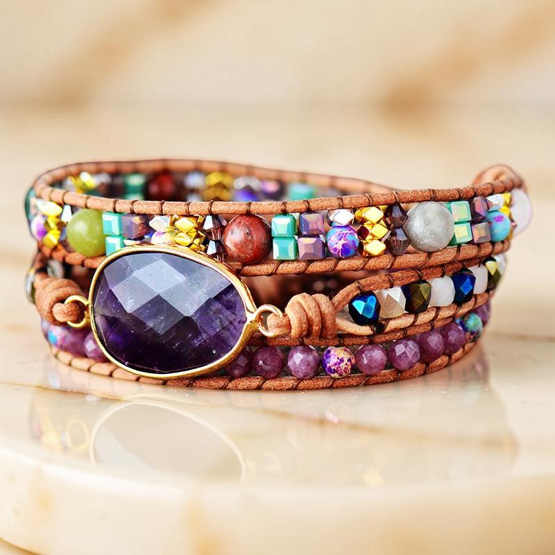 Bracelet Wrap Améthyste – Paix Intérieure