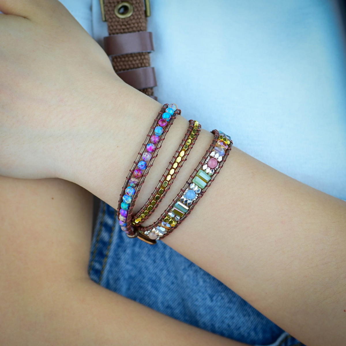 Bracelet Wrap Jaspe Africain - Boho