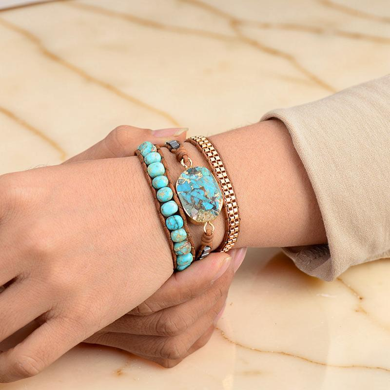 Bracelet Wrap en Turquoise – Toucher de Guérisseur