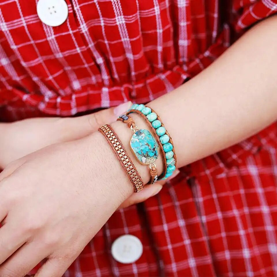 Bracelet Wrap en Turquoise – Toucher de Guérisseur