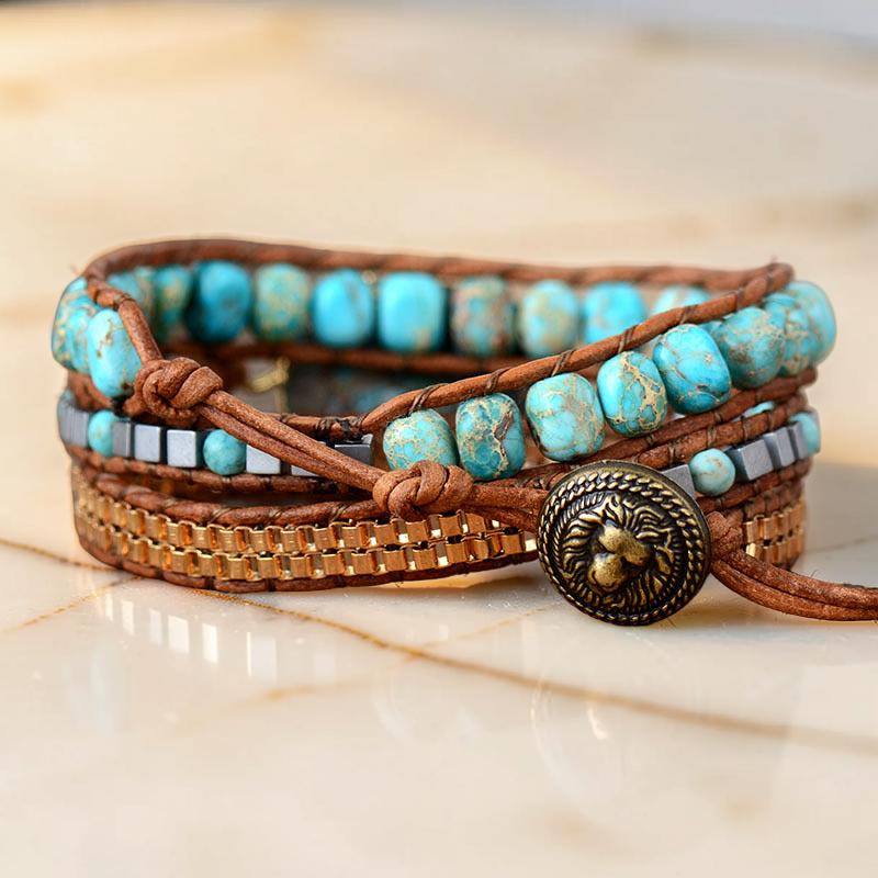 Bracelet Wrap en Turquoise – Toucher de Guérisseur