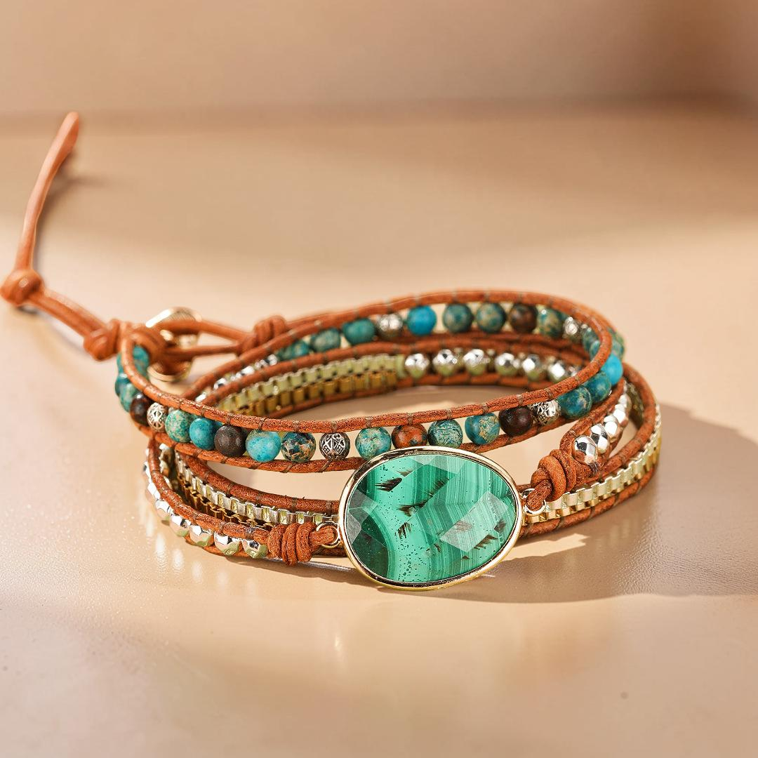 Bracelet Wrap Malachite – Harmonie Bohème