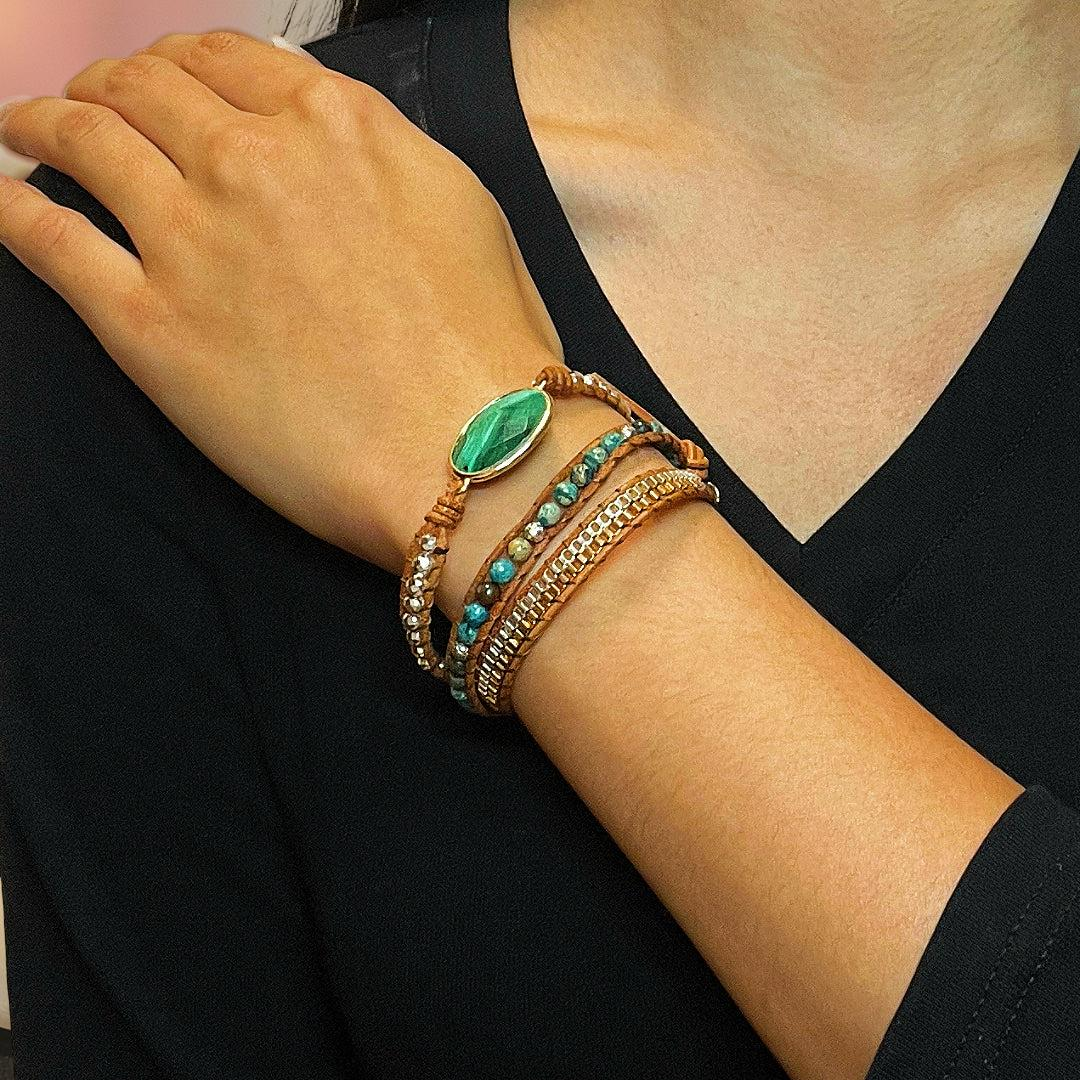 Bracelet Wrap Malachite – Harmonie Bohème
