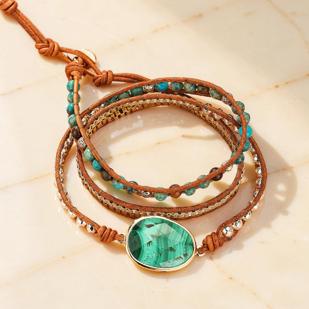 Bracelet Wrap Malachite – Harmonie Bohème