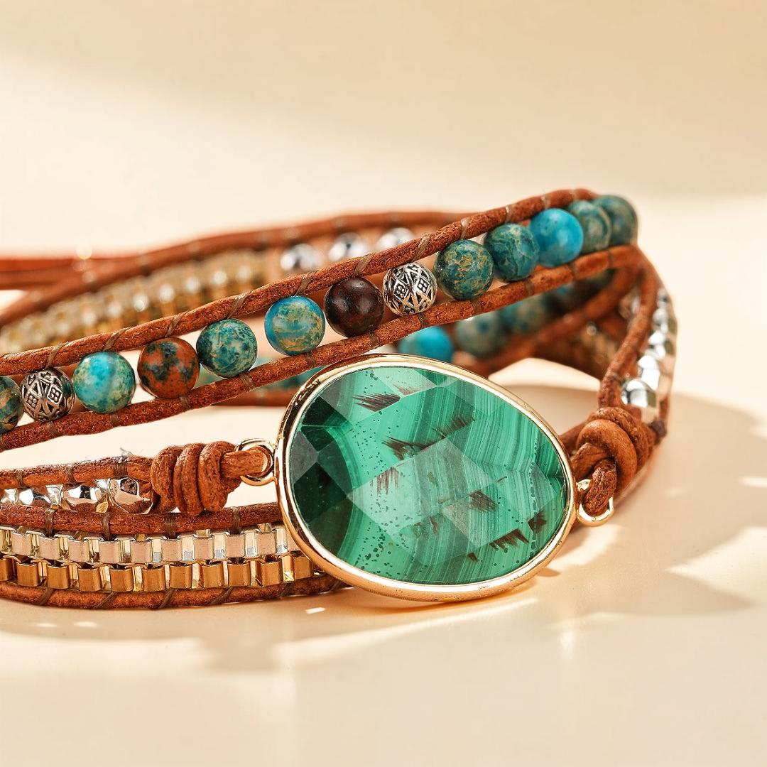 Bracelet Wrap Malachite – Harmonie Bohème