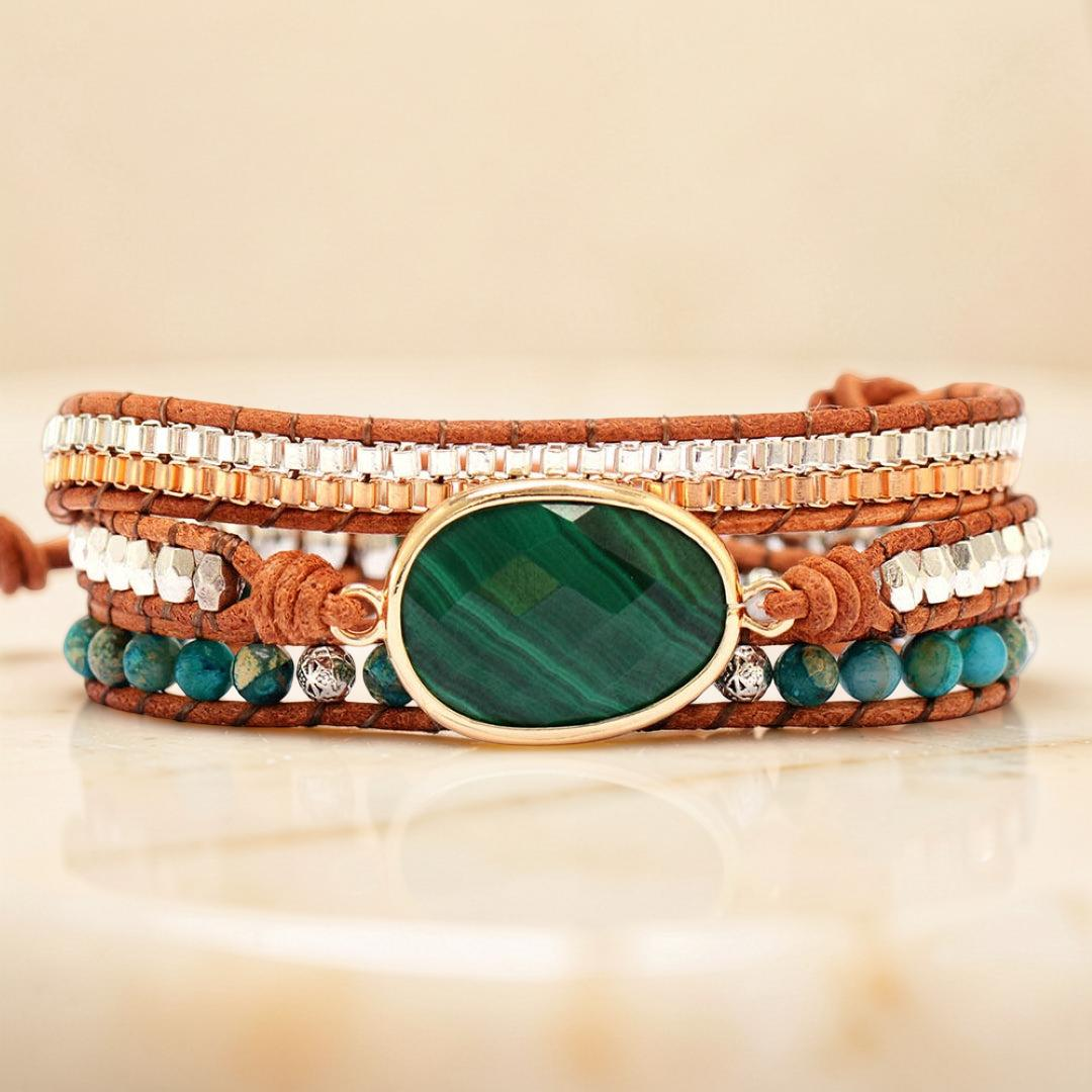 Bracelet Wrap Malachite – Harmonie Bohème