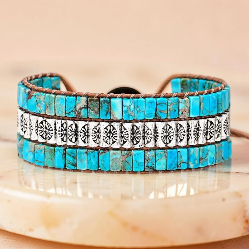 Bracelet Wrap Turquoise – Empreinte Ethnique