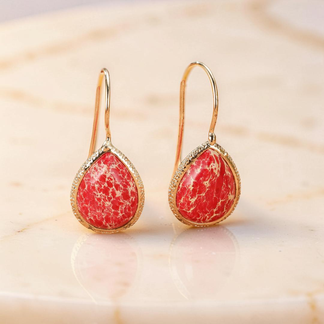 Boucles d’Oreilles Jaspe – Flamme d'Amour