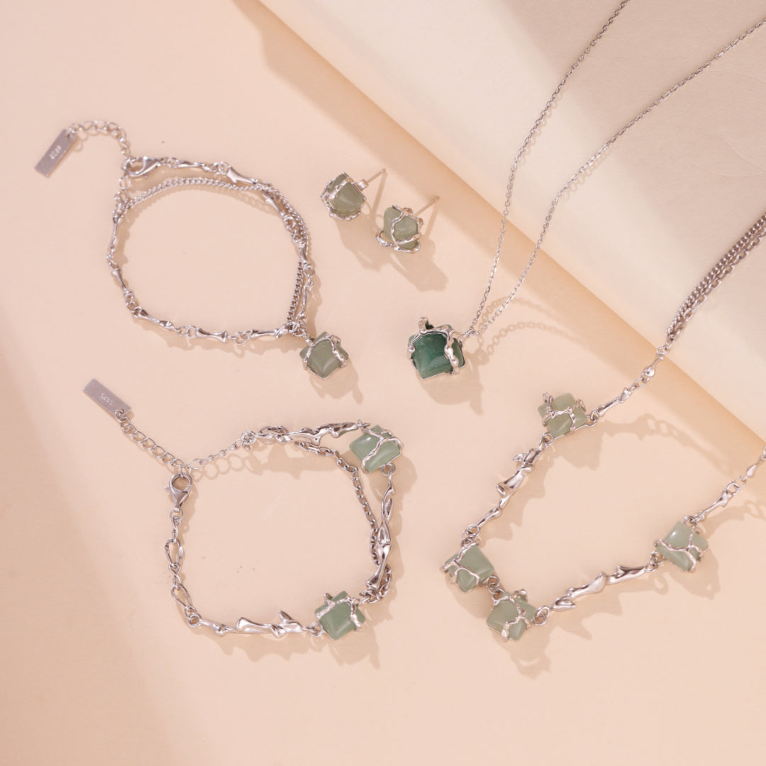 Bracelet Aventurine – Fleur de Sérénité, Argent