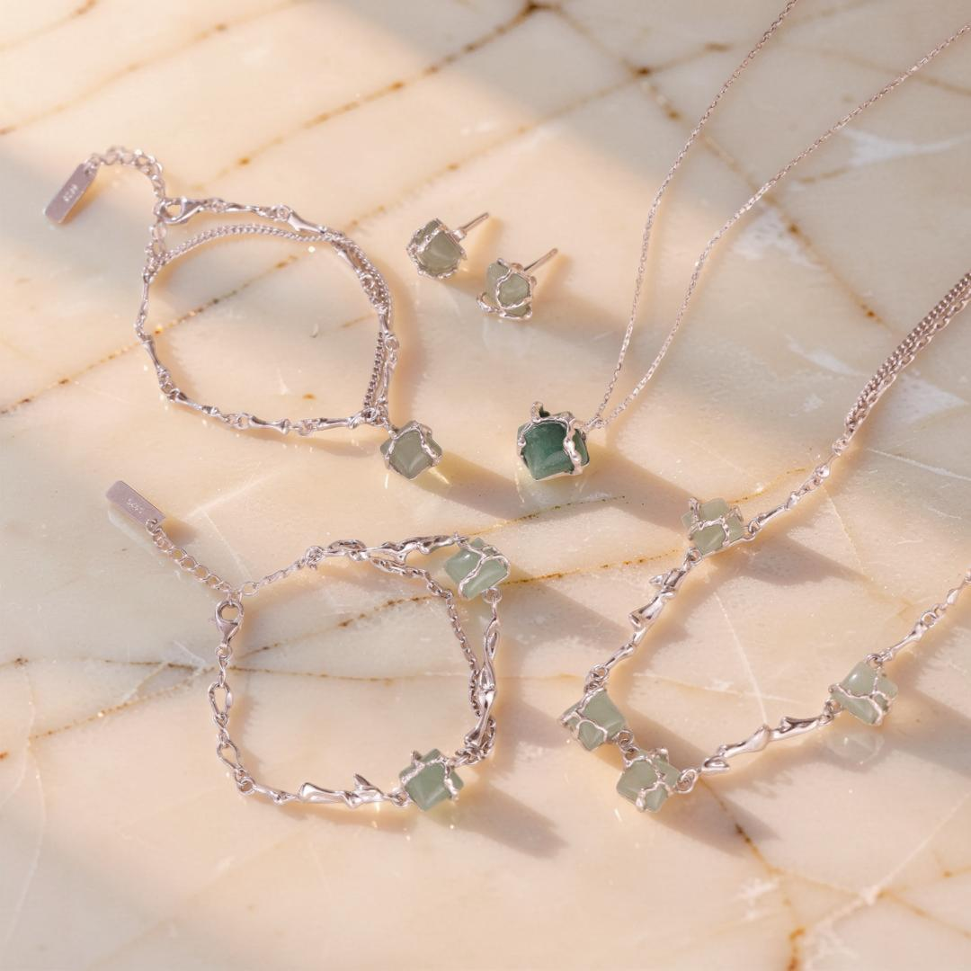 Bracelet Aventurine – Fleur de Sérénité, Argent