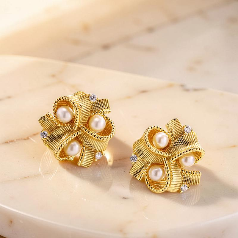 Collier et Boucles d’Oreilles Perle – Versailles, Plaqué Or 18K