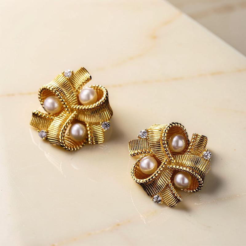 Collier et Boucles d’Oreilles Perle – Versailles, Plaqué Or 18K