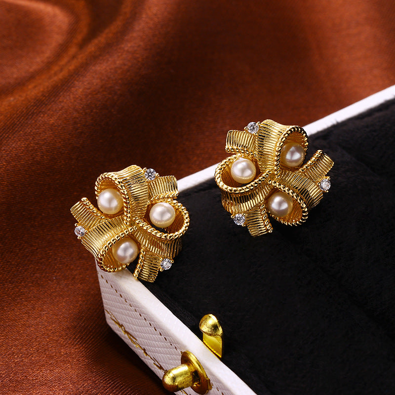Collier et Boucles d’Oreilles Perle – Versailles, Plaqué Or 18K