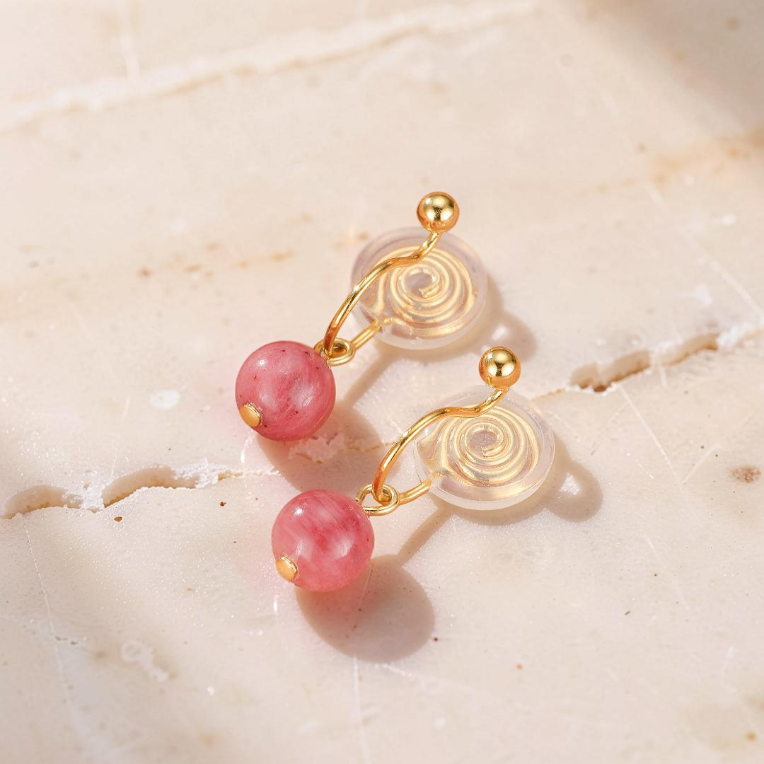 Boucles d’Oreilles Rhodonite – Éclat Doux