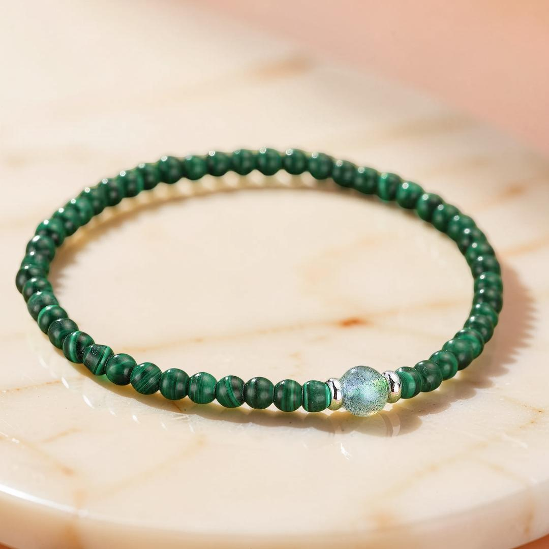 Bracelet Malachite – Harmonie Intérieure, Argent