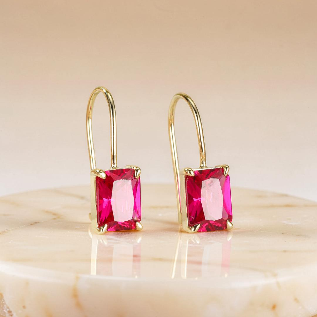 Boucles d’Oreilles Cornaline – Élégance Pourpre, Argent Plaqué Or