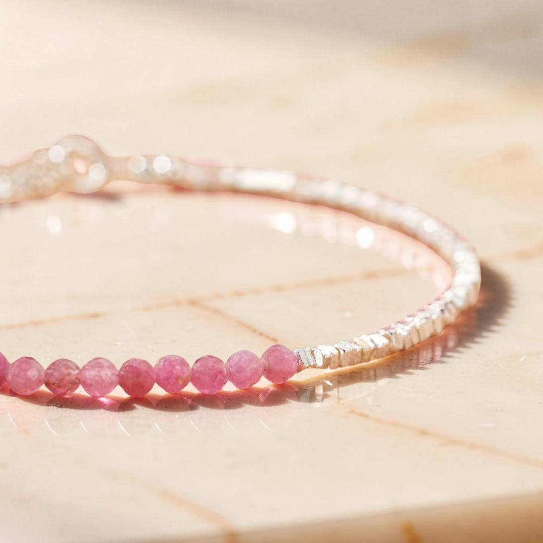 Bracelet Tourmaline – Rose Intuitive, Argent