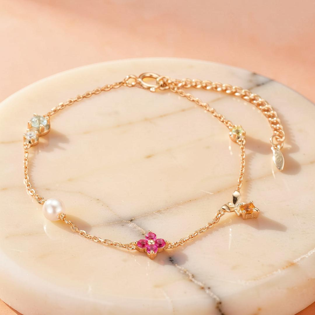 Bracelet Cornaline – Jardin Enchanté, Argent