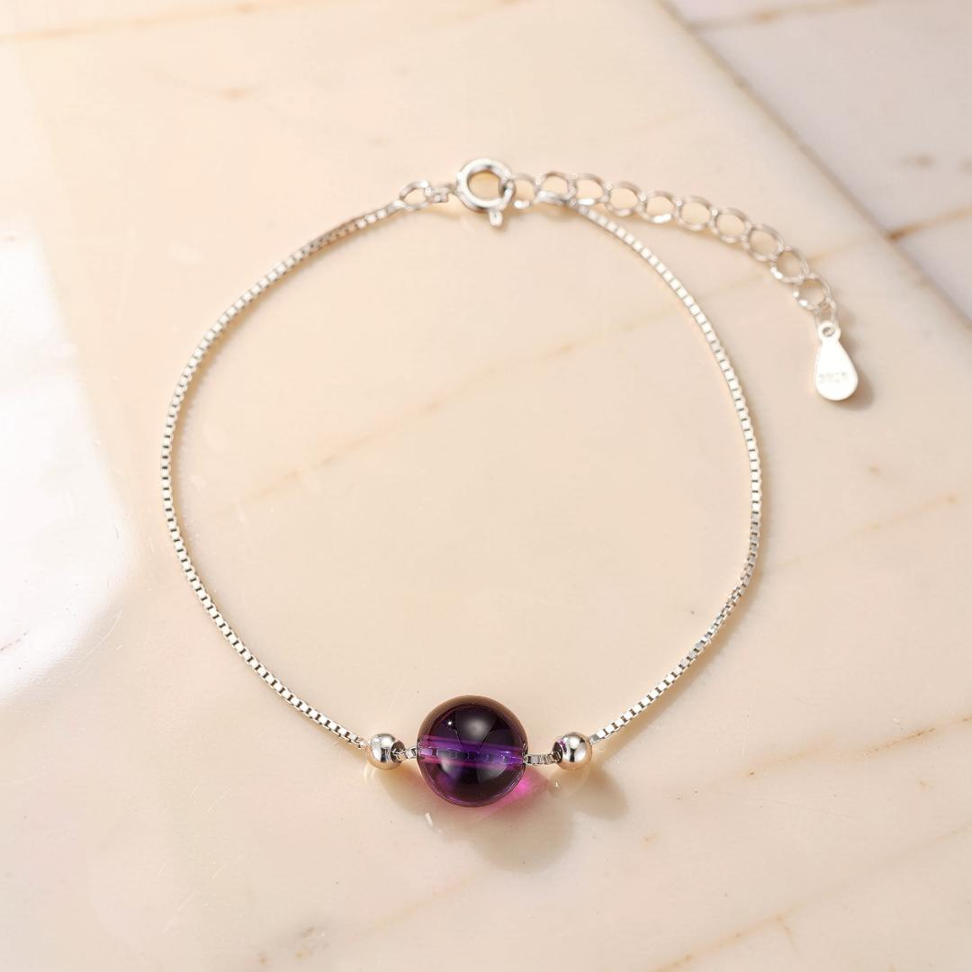 Bracelet Améthyste – Goutte de Douceur, Argent