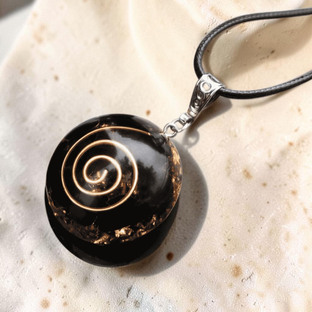 Pendentif Orgonite Énergies Protectrices en Obsidienne Noire