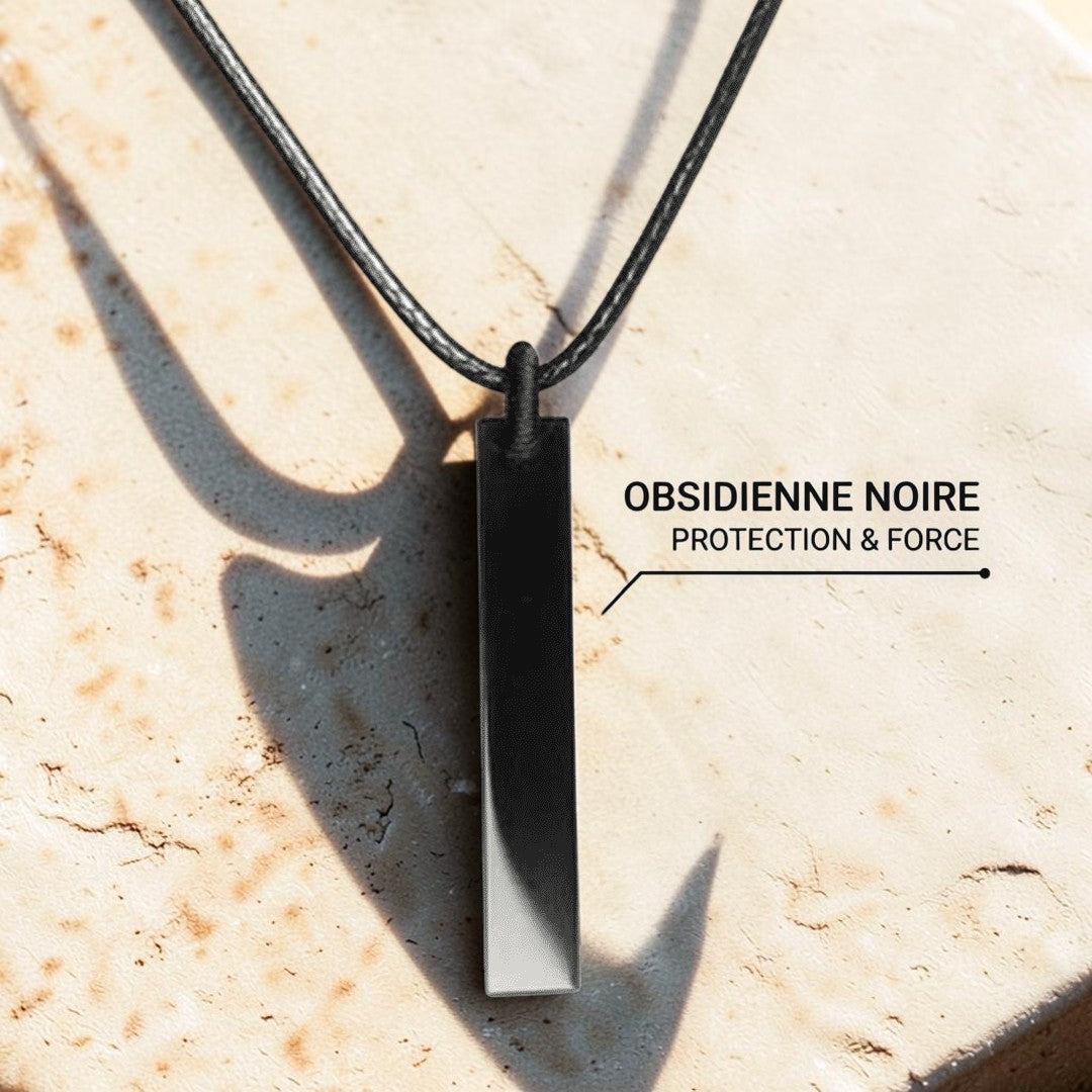 Pendentif Protection en Obsidienne Noire