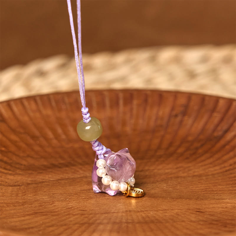 Suspension Décorative Cristaux Naturels et Symbole Fu