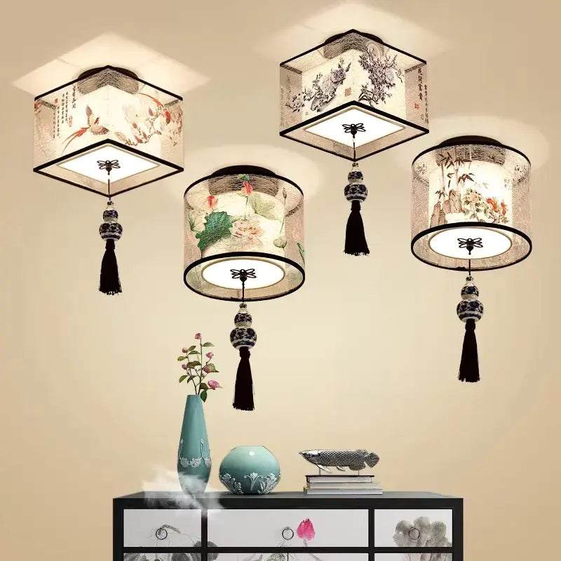 Plafonnier Asiatique LED Zen au Motif Lotus