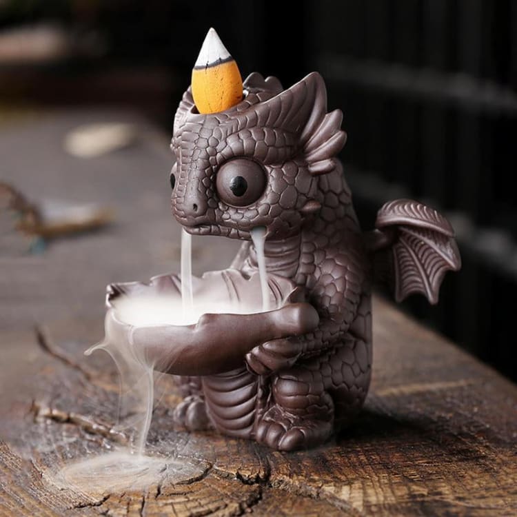 Porte-Encens Dragon & Feuille – Support Encens Décoratif en Résine pour Bâtons & Cônes