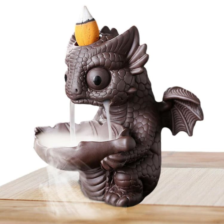 Porte-Encens Dragon & Feuille – Support Encens Décoratif en Résine pour Bâtons & Cônes