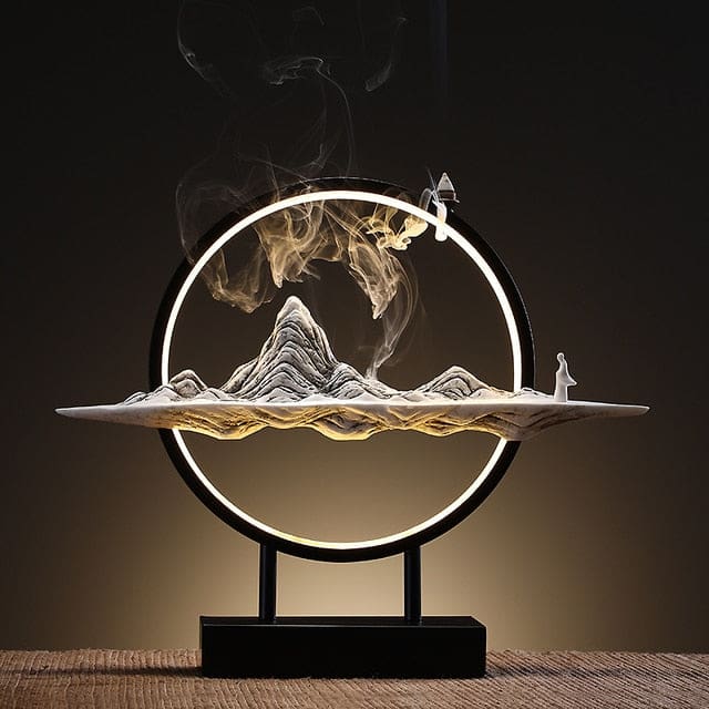 Brûleur d’Encens Céramique “Cascade Zen” – Support Backflow pour Effet de Fumée Descendante & Décoration