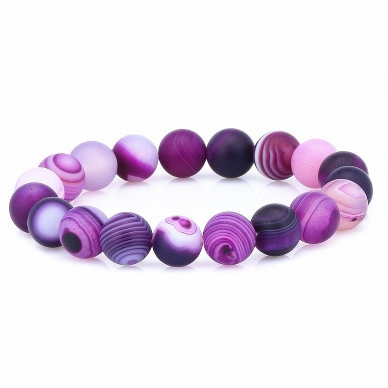 Bracelet en Onyx Violet Mat (19 cm)