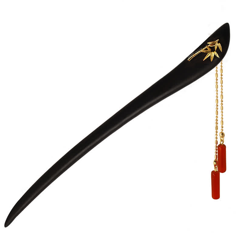 Pic à Cheveux Agate Rouge & Ébène 18cm