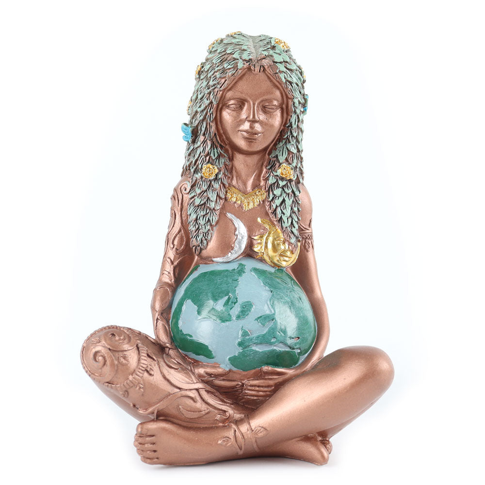 Statue de la Terre Mère en résine (14,5 cm) | Décoration de jardin spirituelle