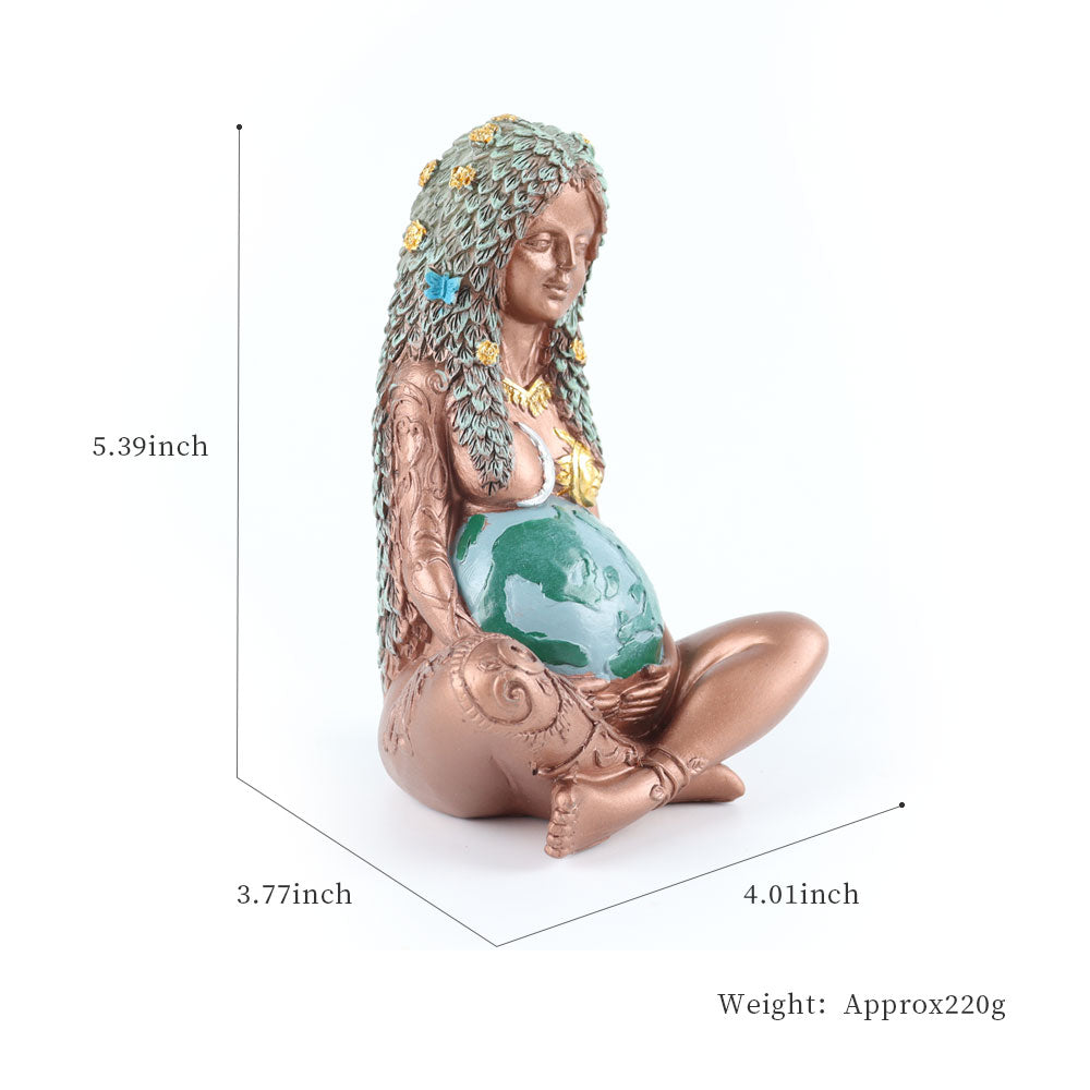 Statue de la Terre Mère en résine (14,5 cm) | Décoration de jardin spirituelle