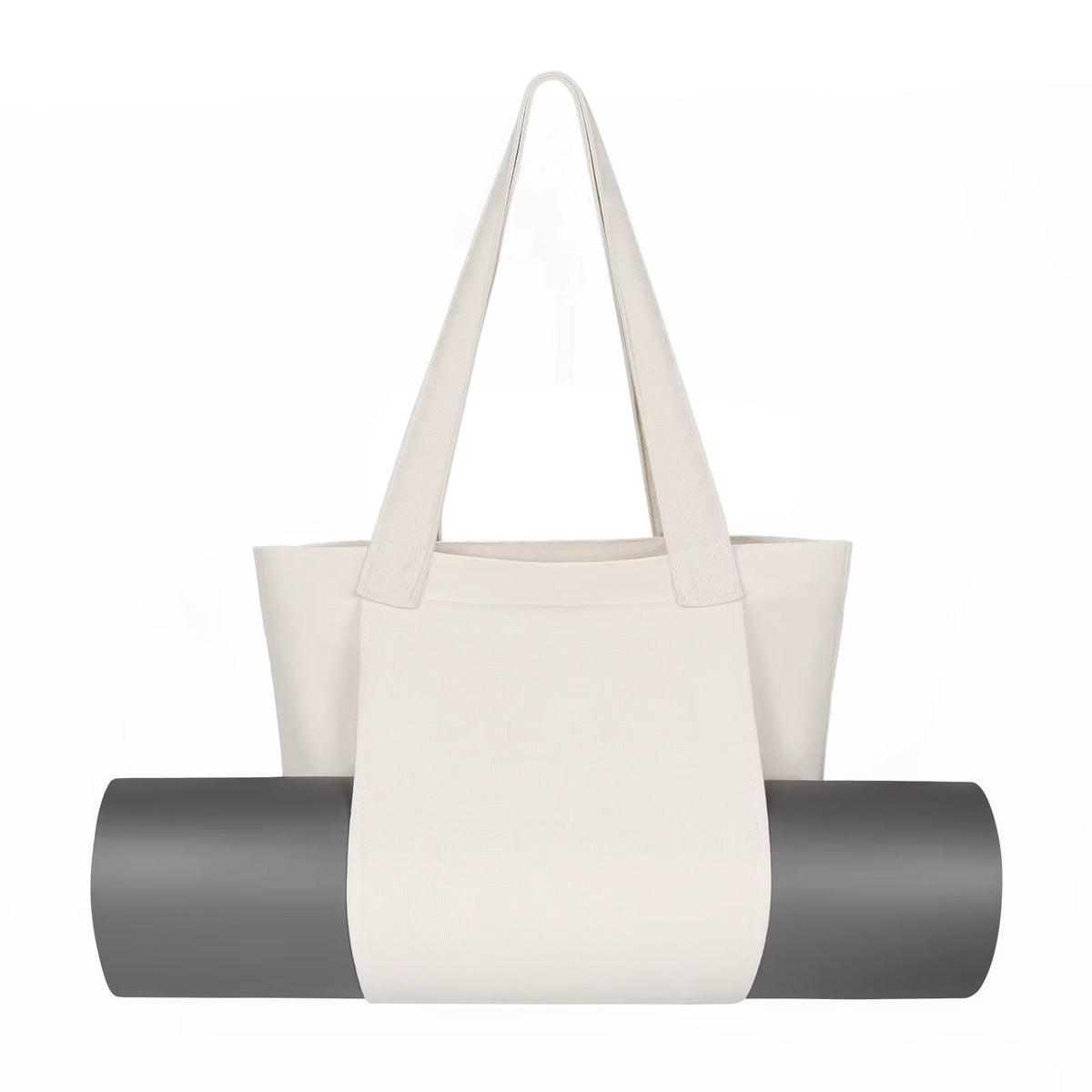 Sac de yoga blanc polyvalent en toile – Grande capacité