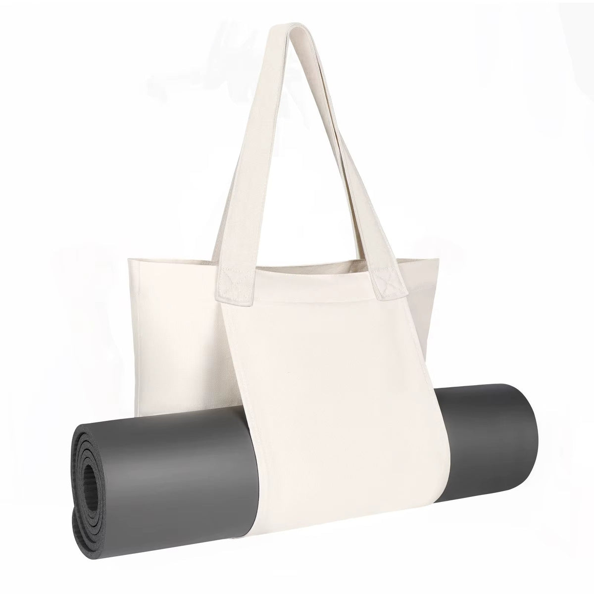 Sac de yoga blanc polyvalent en toile – Grande capacité