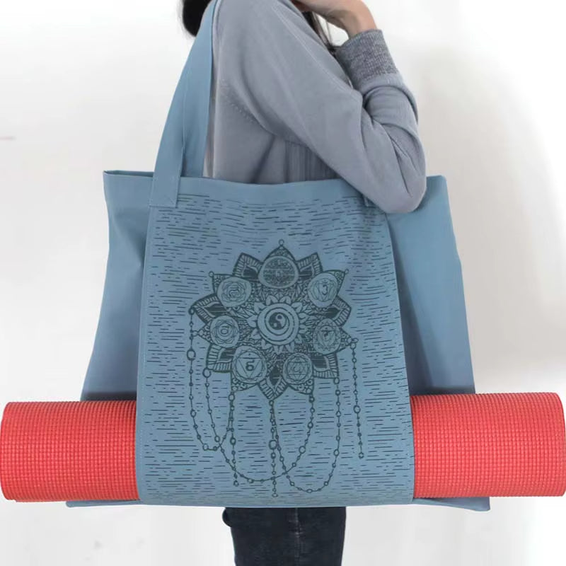 Sac de yoga en toile de coton imprimé lotus Yin & Yang