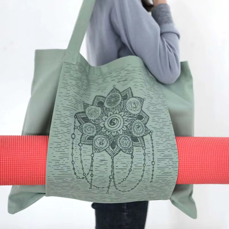 Sac de yoga en toile de coton imprimé lotus Yin & Yang
