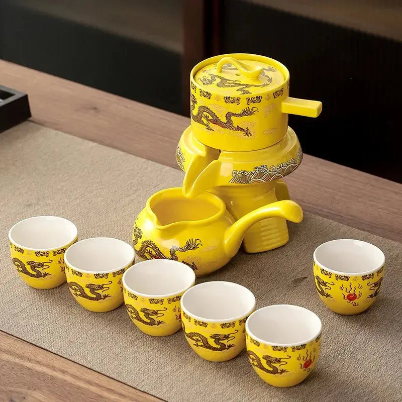 Service de Thé Gongfu Cha en Céramique Décorée, Élégance & Tradition